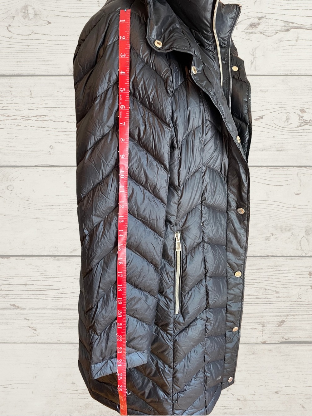 NWOT CALVIN KLEIN Women's M Black Down Chevron Long Puffer Coat No Pack Bag - Picture 12 of 17